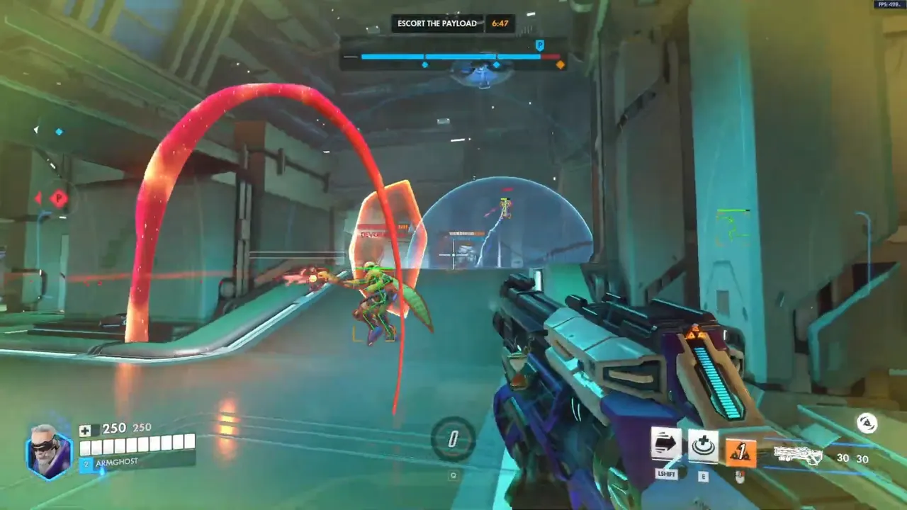 Overwatch cheats ESP boxes tracking enemy heroes across an OW2 control point