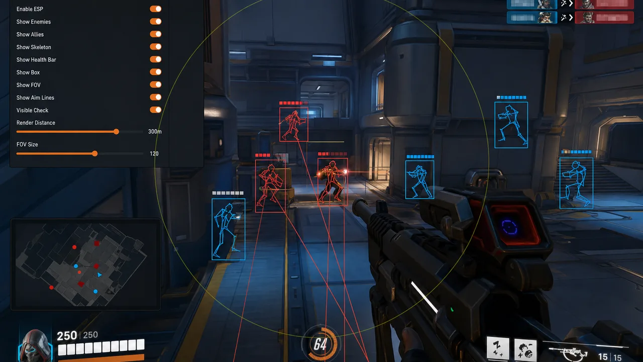 Combined HWID spoofer and Overwatch 2 cheat setup workflow diagram