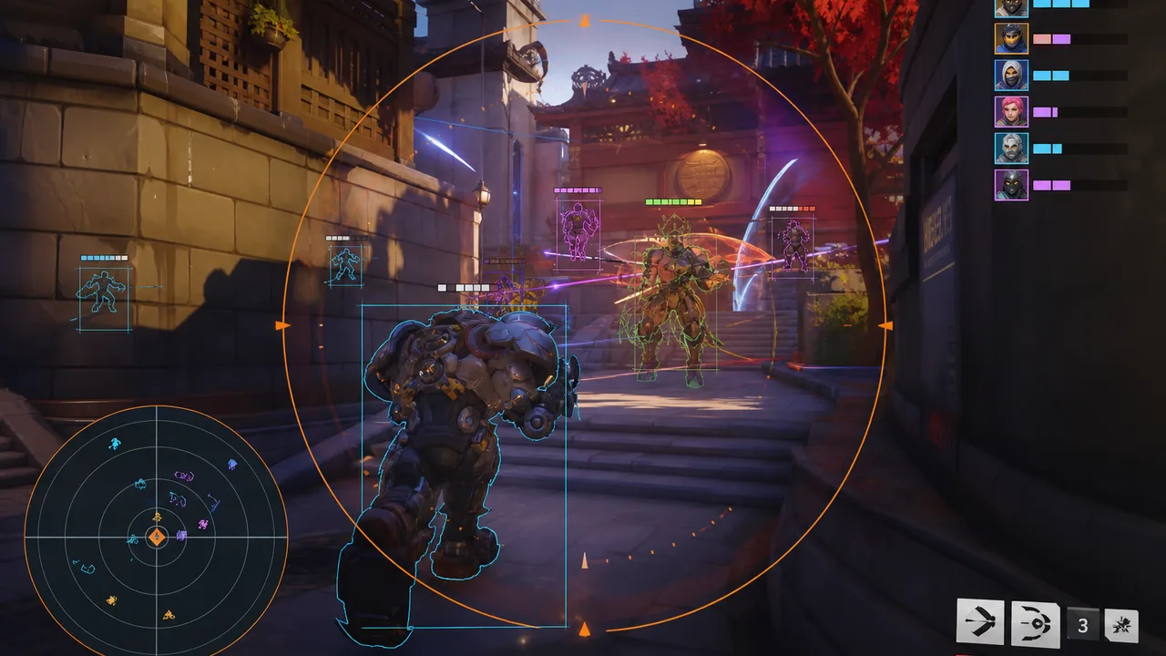 Circular 2D radar with separated player icon layers