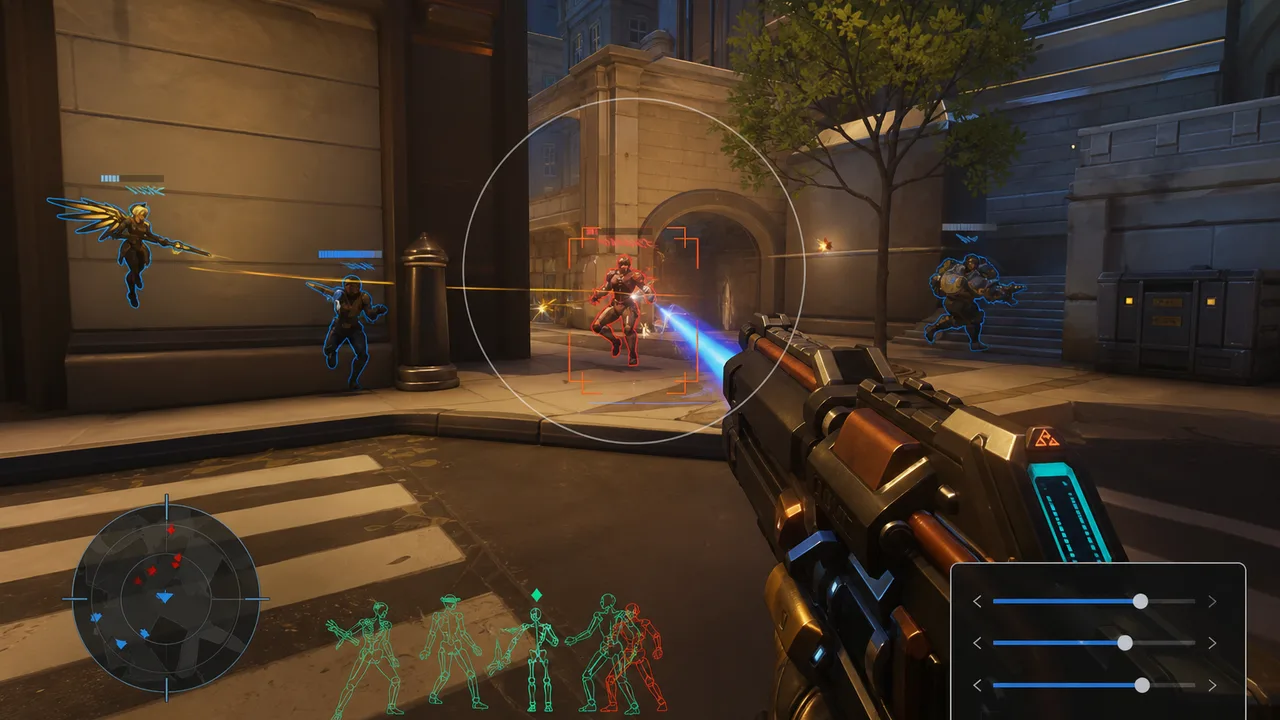 Trigger gate visualization aligned with crosshair on target silhouette