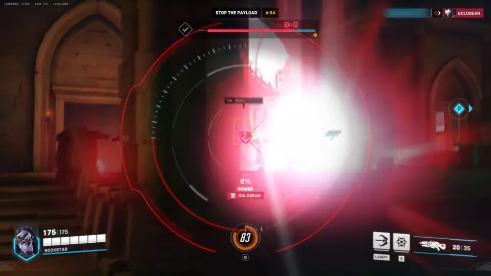 Overwatch 2 sniper — Widowmaker scoped headshot on King's Row payload